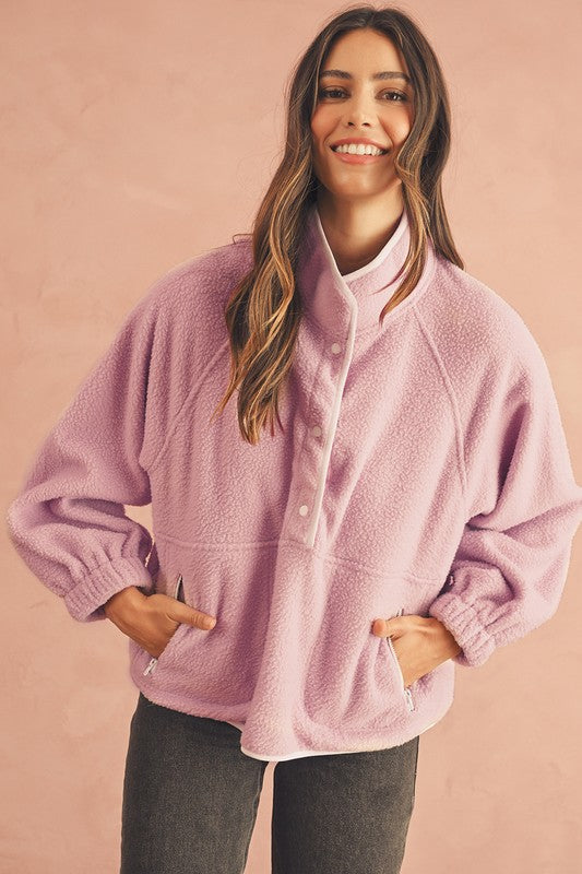 Pink High Collar Pullover