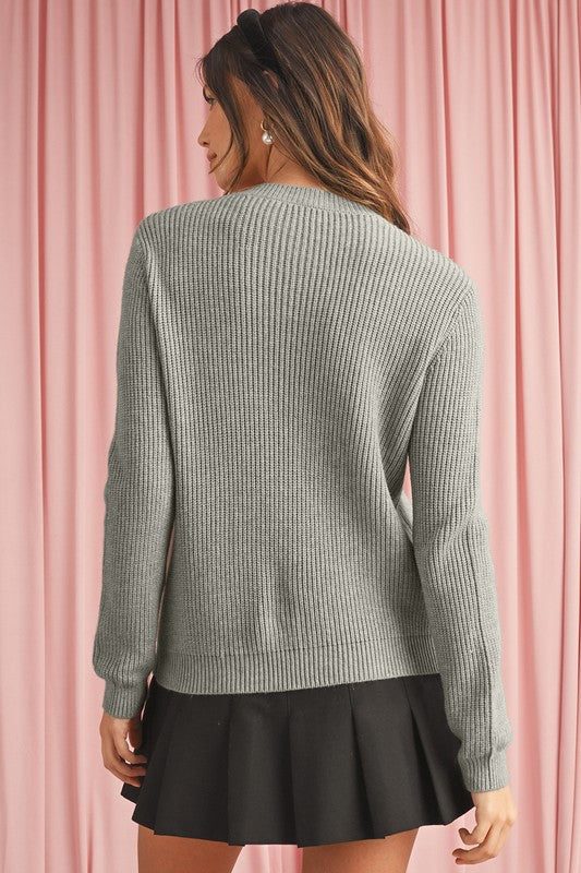 Sweet Bow Gray Knit Cardigan