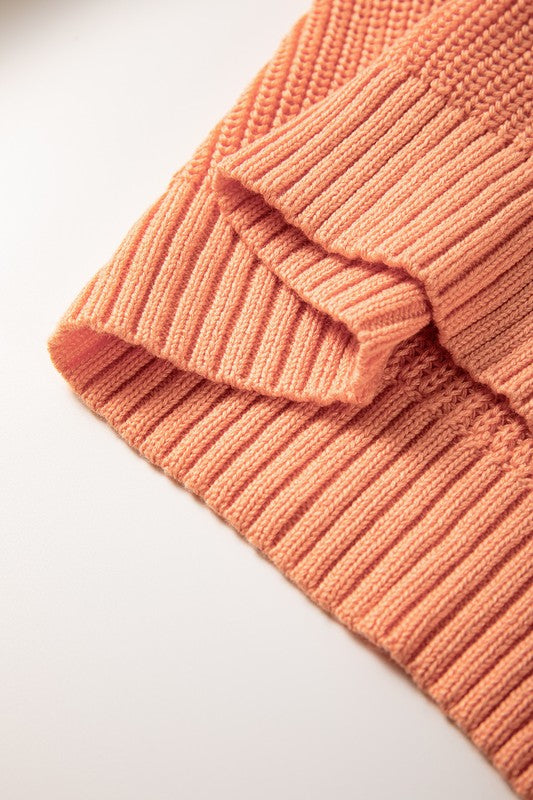 Peach Combo Color Block Knit Pullover