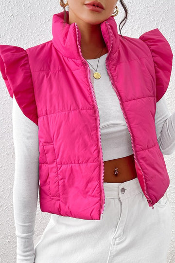 Pink Ruffle Sleeve Vest