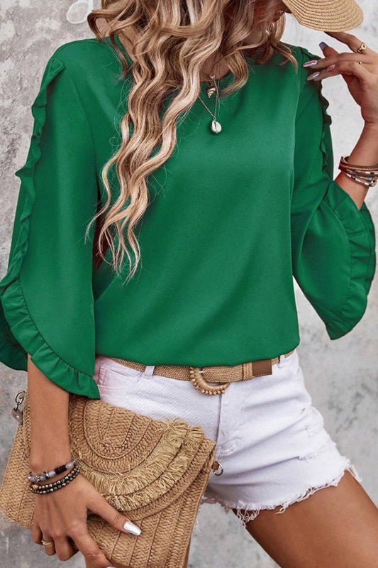 Holiday Ruffle Sleeve Top