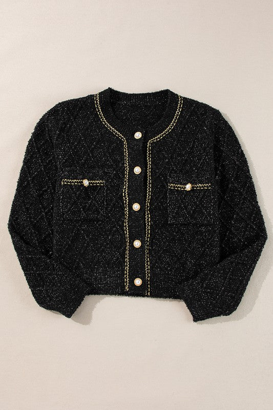 Black Shimmer Classic Cardigan