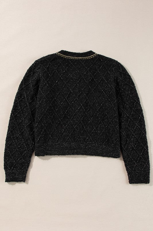 Black Shimmer Classic Cardigan