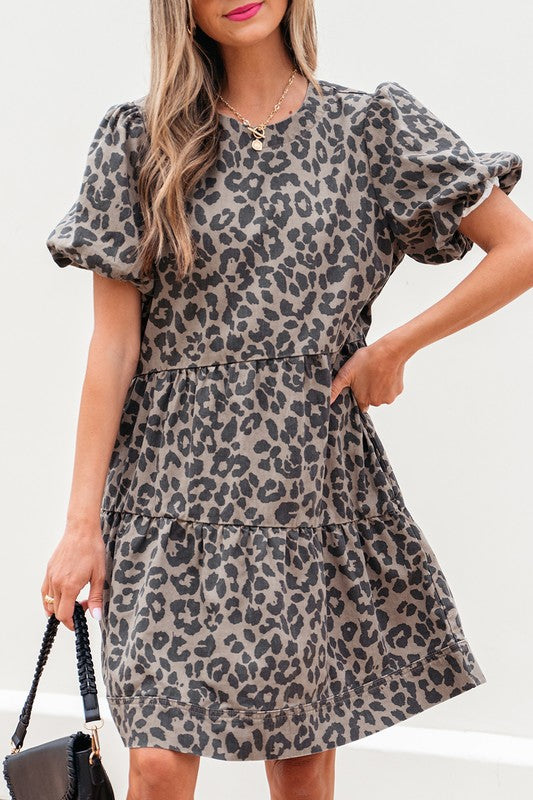 Denim Leopard Print Dress