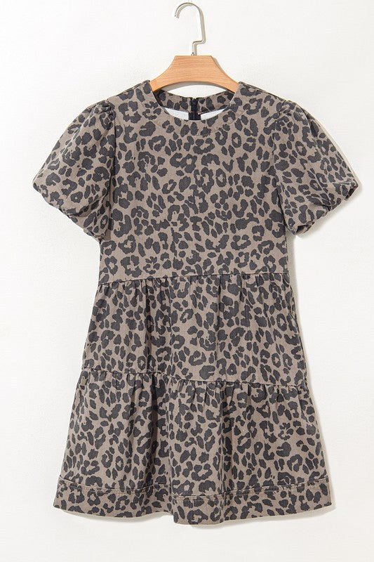 Denim Leopard Print Dress