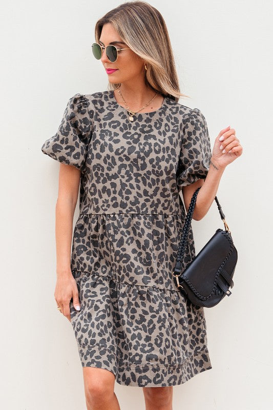 Denim Leopard Print Dress