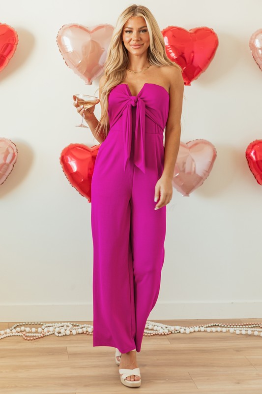 Fuchsia Bow Front Jumpsuit