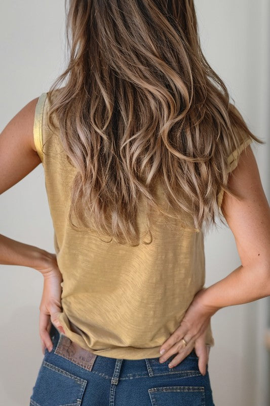 Tan & Gold Contrast Tank