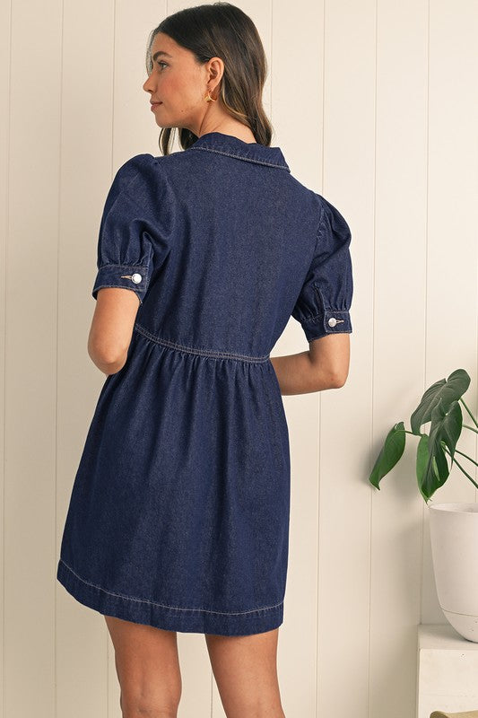 Half Zipper Denim Dress