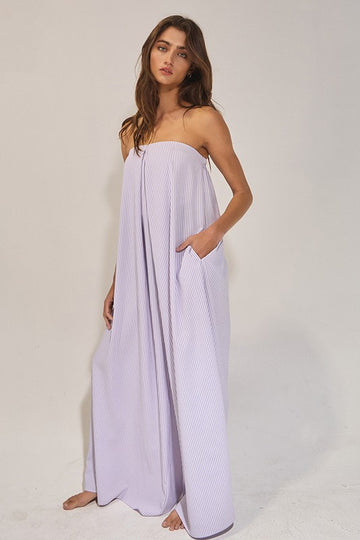 Lilac Strapless Pocket Jumpsuit