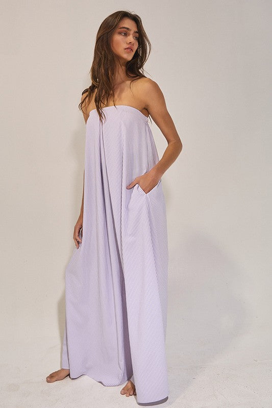 Lilac Strapless Pocket Jumpsuit