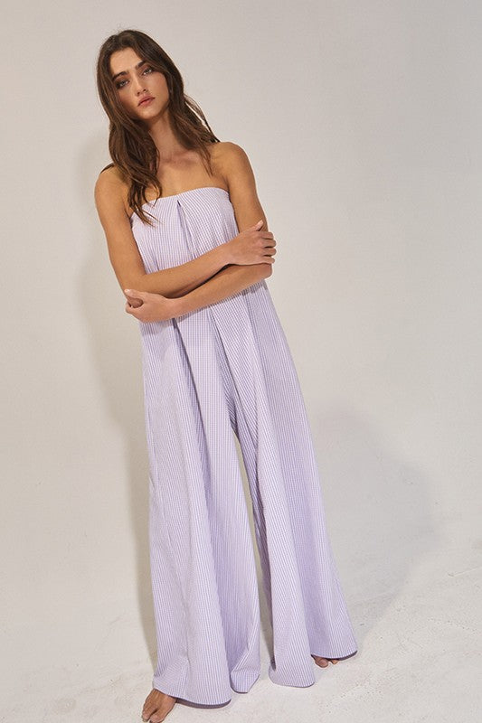 Lilac Strapless Pocket Jumpsuit