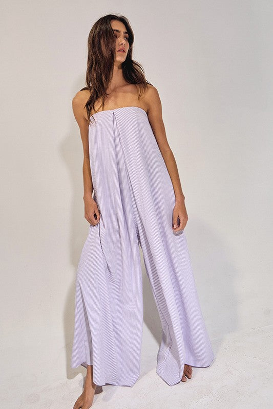 Lilac Strapless Pocket Jumpsuit