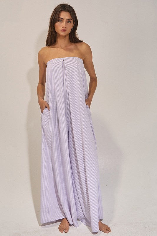 Lilac Strapless Pocket Jumpsuit