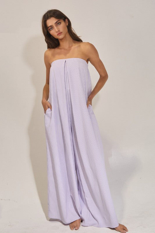 Lilac Strapless Pocket Jumpsuit