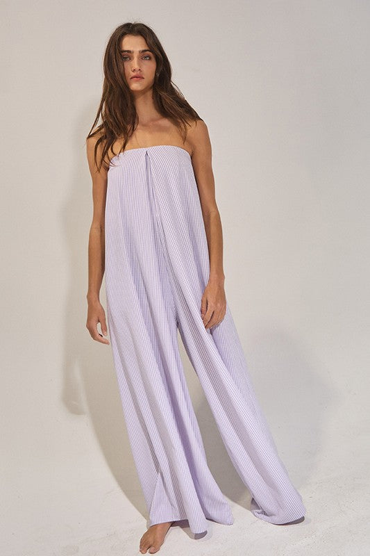 Lilac Strapless Pocket Jumpsuit