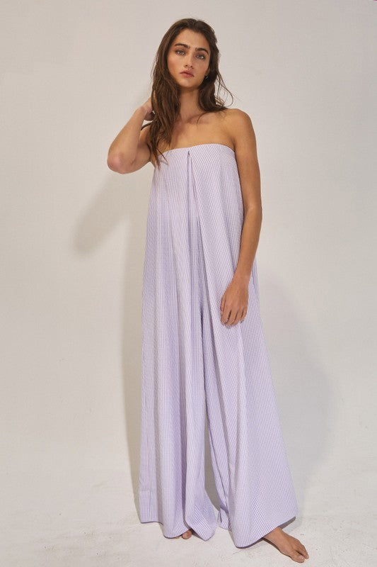 Lilac Strapless Pocket Jumpsuit