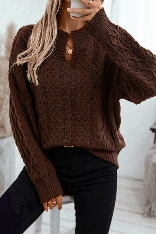 Mocha Coffee Twist Front Sweater