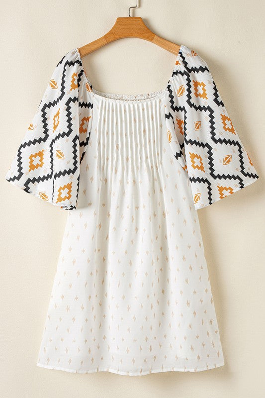 Pocket Geo Printed Sleeve Dress - 2