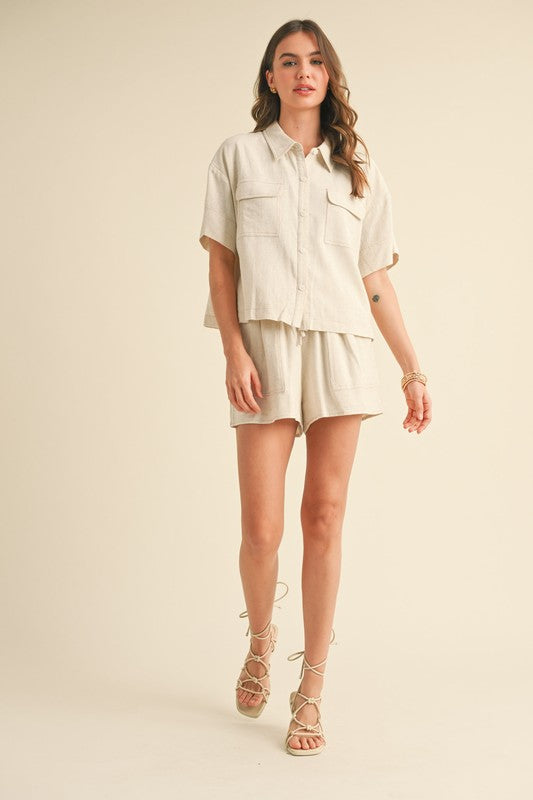 Neutral Light Knit Short Set