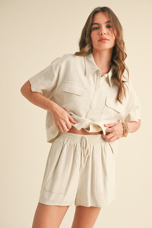 Neutral Light Knit Short Set