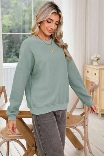 Winter Green Waffle Knit Top