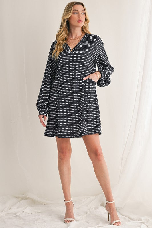 Stripe and Dot Long Sleeve Dress