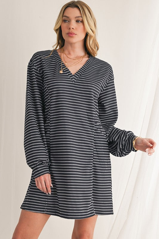 Stripe and Dot Long Sleeve Dress