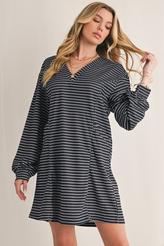 Stripe and Dot Long Sleeve Dress