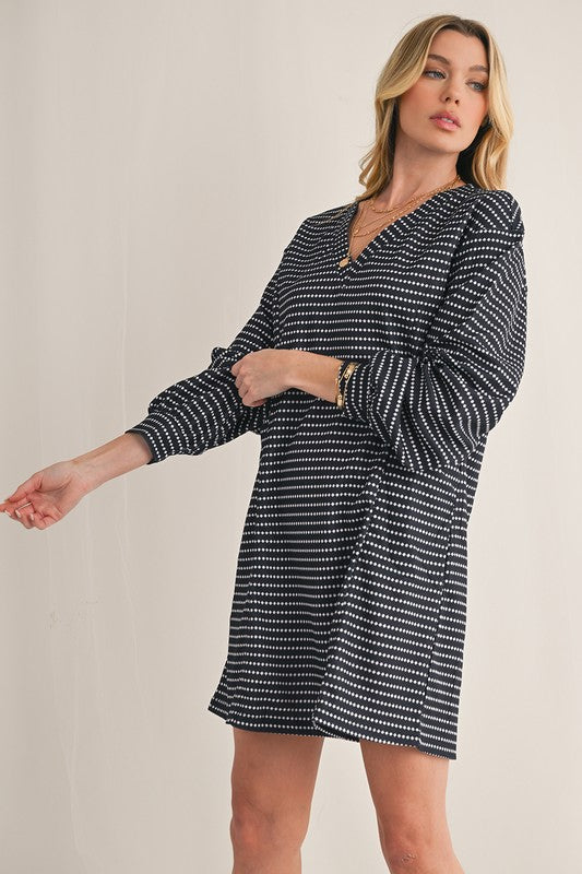 Stripe and Dot Long Sleeve Dress