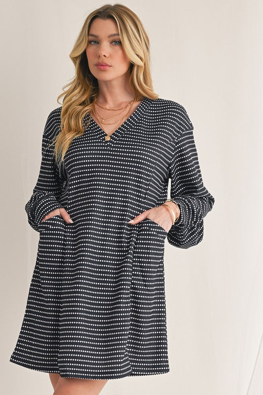 Stripe and Dot Long Sleeve Dress