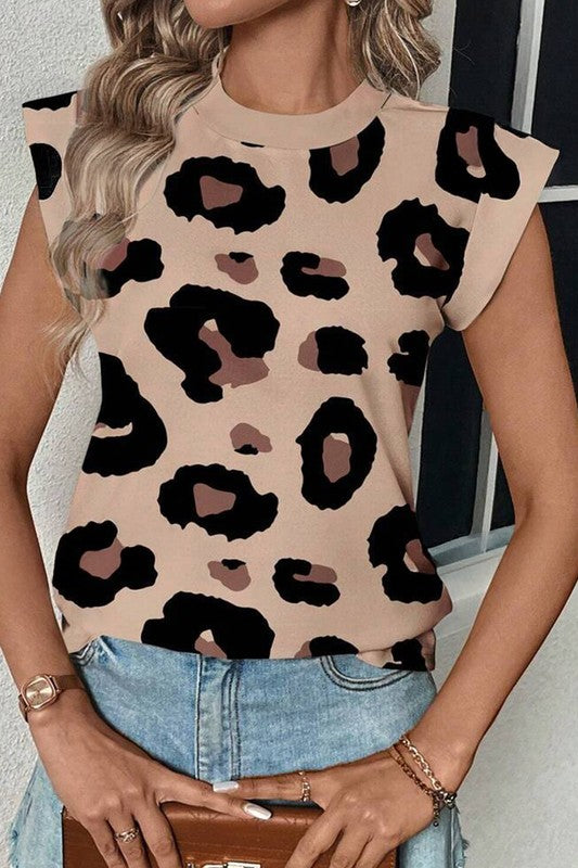 Cap Sleeve Leopard Top