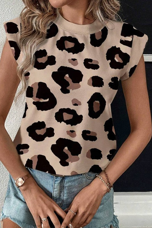 Cap Sleeve Leopard Top