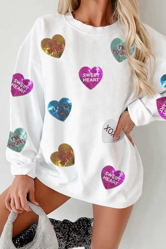 Valentine Sequin Candy Hearts Top