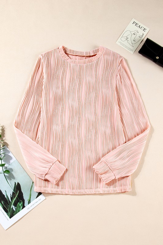 Textured Wavy Long Sleeve Top