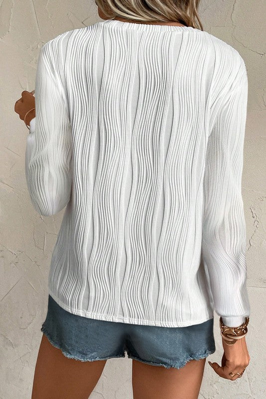 Textured Wavy Long Sleeve Top