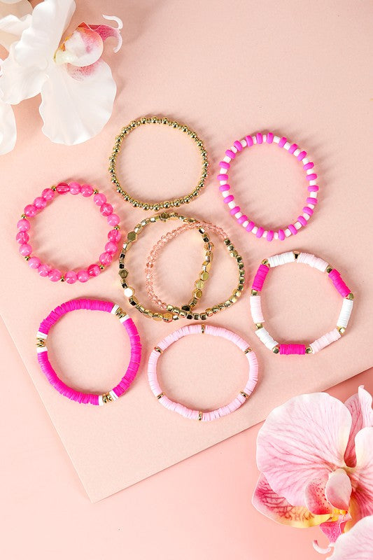 Pink 8 Piece Bracelet Set