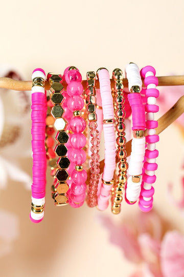 Pink 8 Piece Bracelet Set