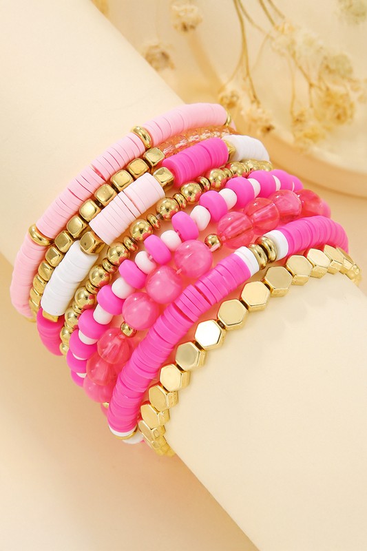 Pink 8 Piece Bracelet Set