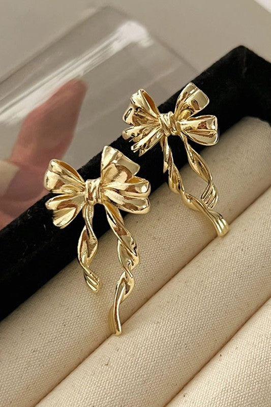 Gold Tone Bow Earring