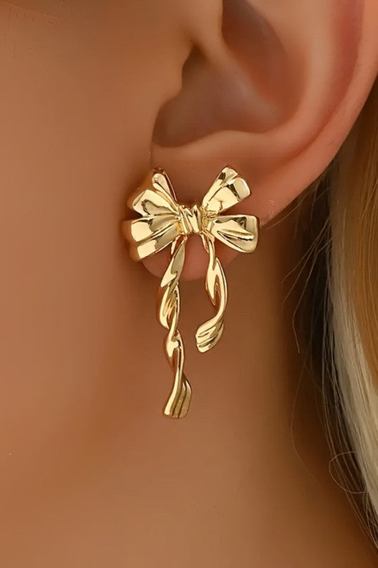 Gold Tone Bow Earring