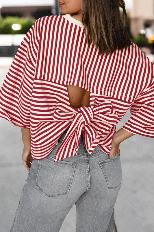 Back Bow Striped Top