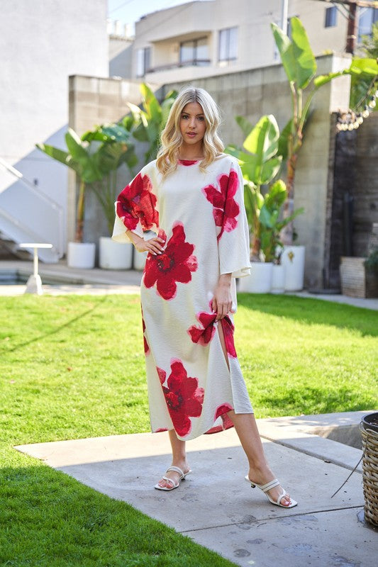 Bold Red Floral Maxi Dress