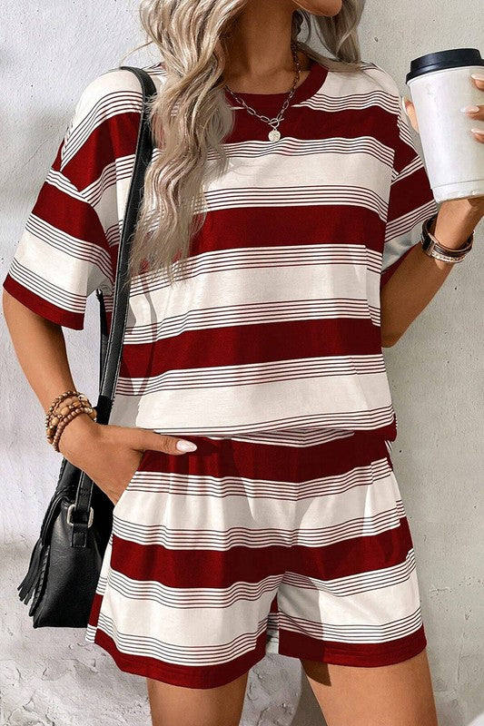 Stripe Tee and Shorts Set