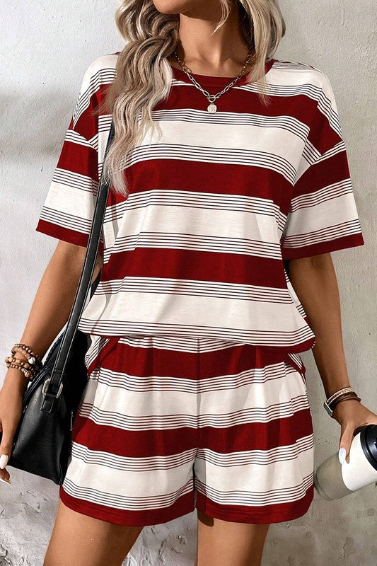 Stripe Tee and Shorts Set