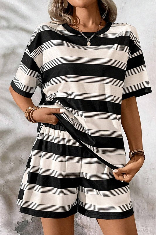 Stripe Tee and Shorts Set