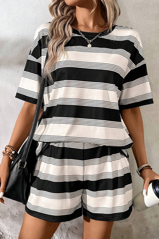 Stripe Tee and Shorts Set