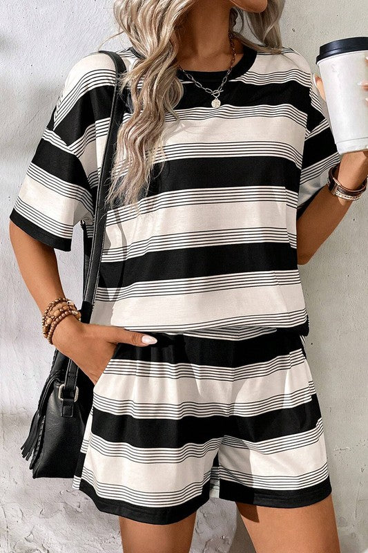 Stripe Tee and Shorts Set