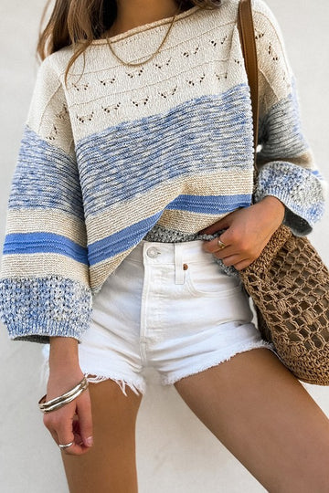 Blue Hallow Out Sweater