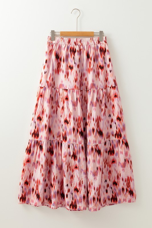 Abstract Watercolor Tie Dye Tiered Skirt - 2